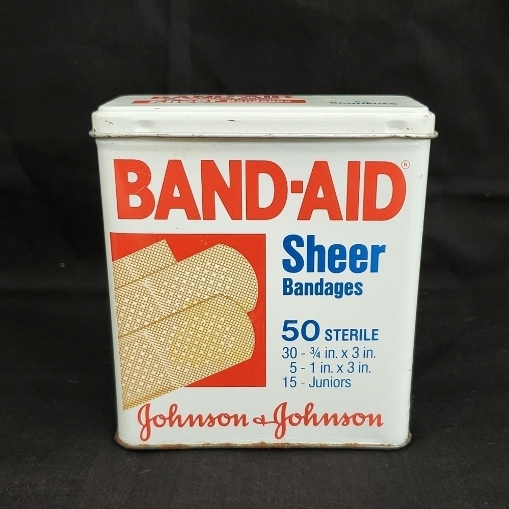 Vintage 90's Red White & Blue Band-Aid Tin